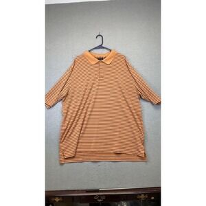 Walter Hagen Polo Shirt Mens 2XL Orange‎ Brown Stripe Golf Performance Stretch